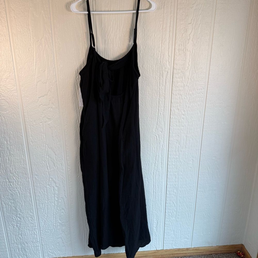 Sol Angeles Black Midi Slip Dress with Spaghetti Straps - Picture 5 of 9